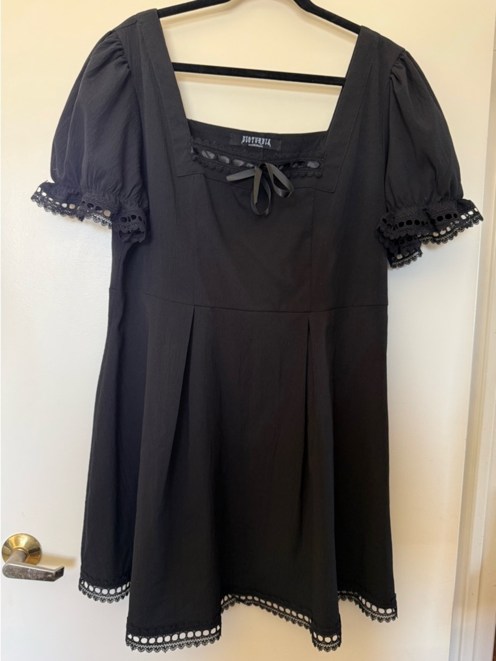 Disturbia Black Short Puff Sleeve Mini Dress in Size 14 EUC